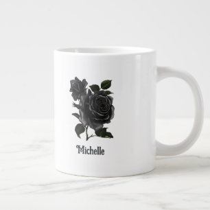 Grande Tasse Roses noires personnalisées gothiques vintage