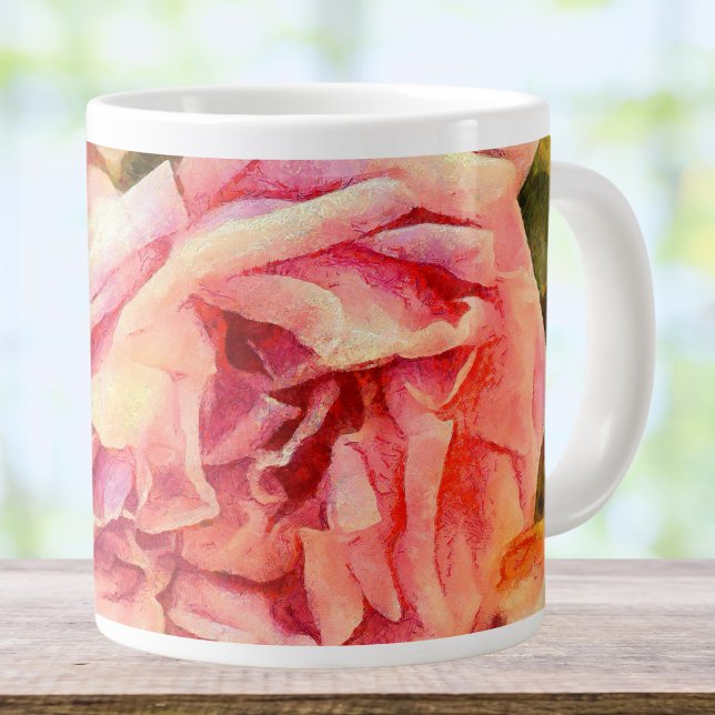 Grande Tasse Roses roses peintes (Créateur téléchargé)