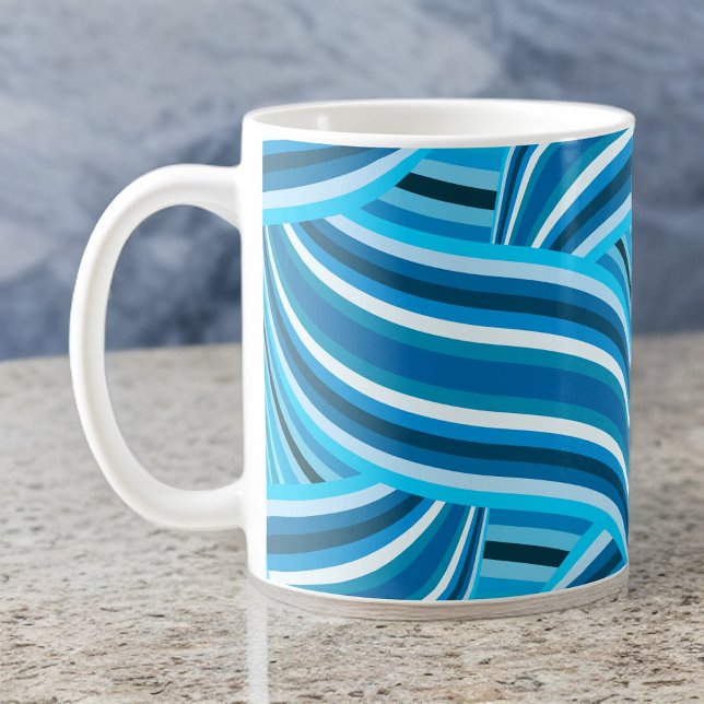 Grande Tasse Rubans Turquoise Turquoise et Blue Swirled (Créateur téléchargé)