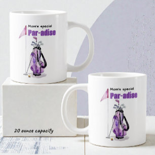 Grande Tasse Sac de golf aquarelle violet, drapeau & balle