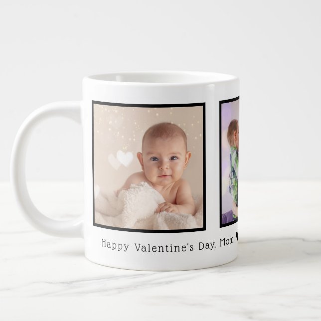 Grande Tasse Saint Valentin 3 Photos personnalisées (Gauche)
