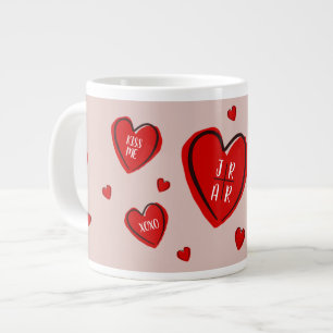 Grande Tasse Saint-Valentin Cœurs Rouges Mignon Personnaliser C