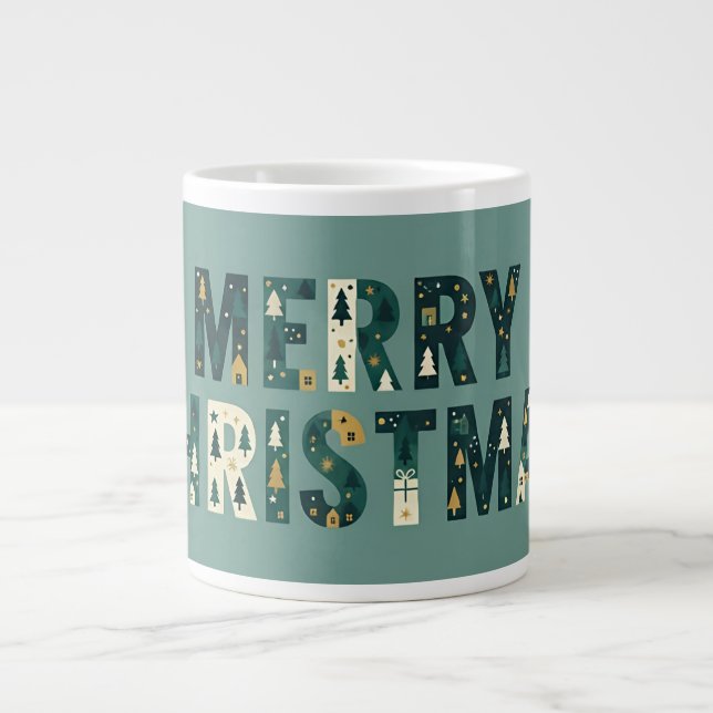 Grande Tasse Scandinavian Merry Christmas Typography (Devant)