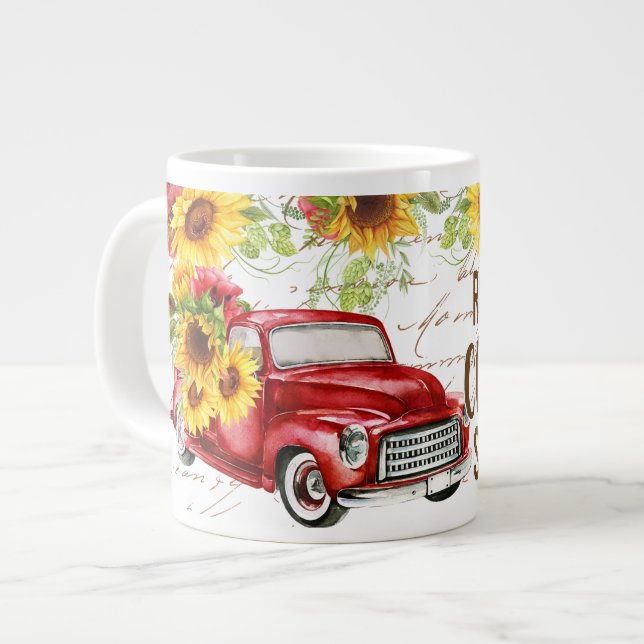 Grande Tasse Scène de campagne vibrante avec camion, Tournesols (Devant gauche)