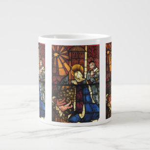 Grande Tasse Scène de la Nativité de Noël vintage en verre colo