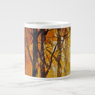 Grande Tasse scène forestière dans les tons d'automne doré