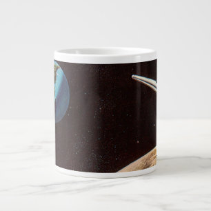 Grande Tasse Science-fiction vintage, vaisseau spatial au-dessu