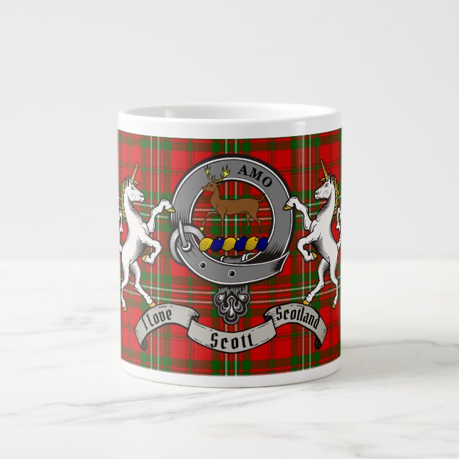 Grande Tasse Scott Clan Badge avec Tartan et Unicorn (Devant)