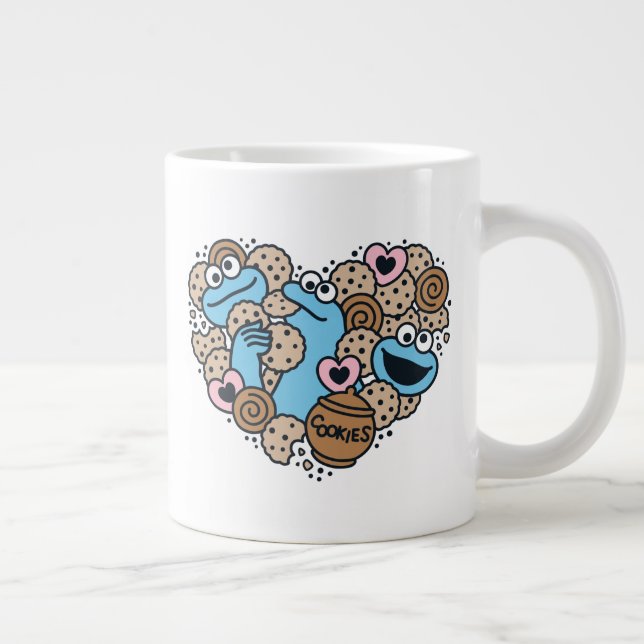 Grande Tasse Sésame Sésame | Coeur de gribouillis de caniche Mo (Droite)