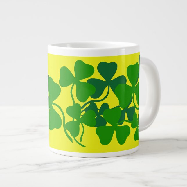 Grande Tasse Shamrock irlandais, trèfle vert/tasse de café jaun (Devant droit)