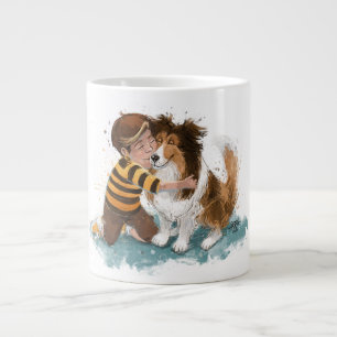 Grande Tasse Sheltie and Boy Dog Hug