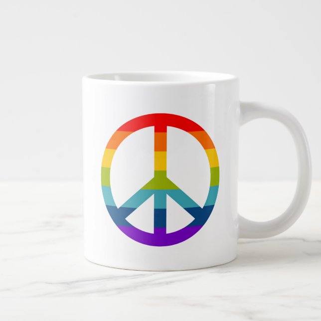 Grande Tasse Signe de paix arc-en-ciel (Droite)