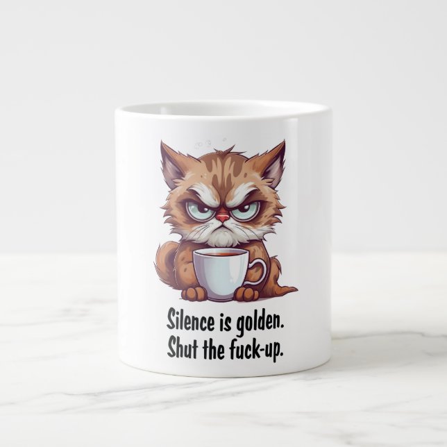 Grande Tasse Silence Est Golden Funny Citations De Chat Cite Ca (Devant)