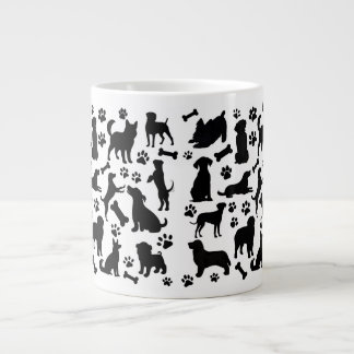Grande Tasse Silhouette de chien noir et blanc