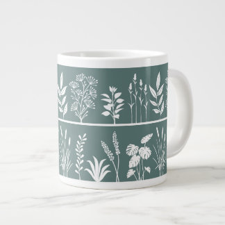 Grande Tasse Silhouette de plante botanique sarcelle fumée mini