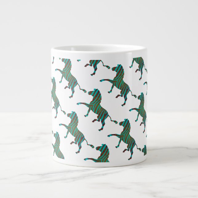 Grande Tasse Silhouette d'impression Brown et Turquoise Zebra (Devant)