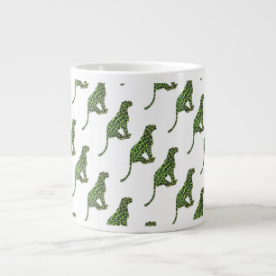 Grande Tasse Silhouette léopard noir et vert