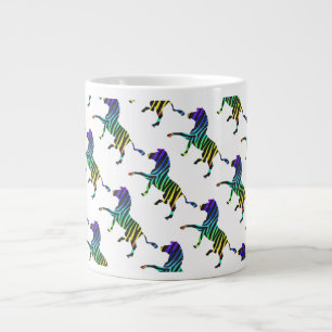 Grande Tasse Silhouette Zebra noir et arc-en-ciel