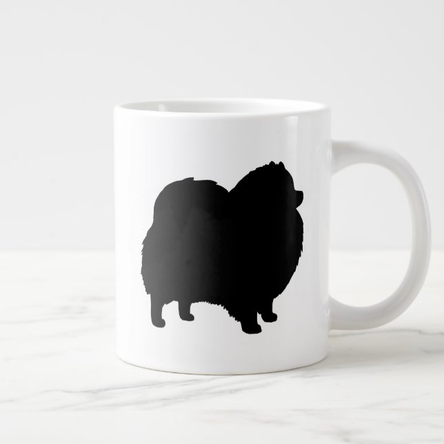 Grande Tasse Silhouettes de race de chien de Poméranie Noire (Droite)