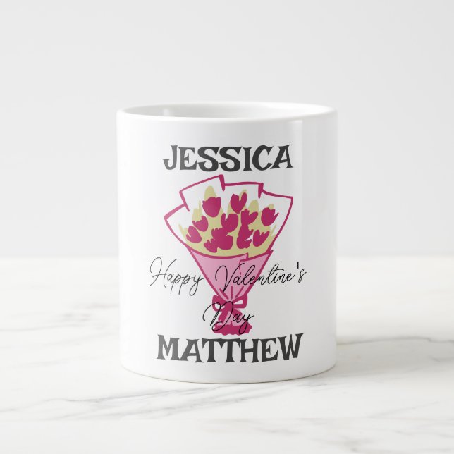 Grande Tasse simple et élégante valentine, sucrée pour couple (Devant)