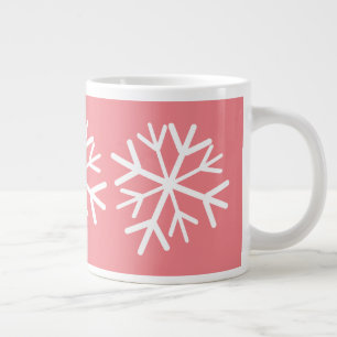Grande Tasse Simple flocon de neige blanc rose
