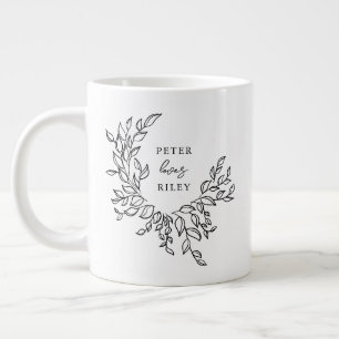 Grande Tasse Simple Love Script Couronne Botanique Couples