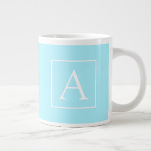 Grande Tasse Simple Monogramme Bleu Ciel