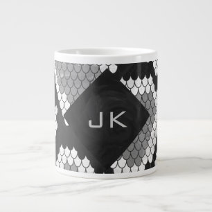 Grande Tasse Snakeskin Gris, blanc et noir Monogramme