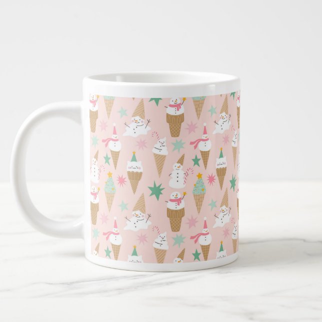 Grande Tasse Snowman Crème glacée cônes Noël Motif (Gauche)