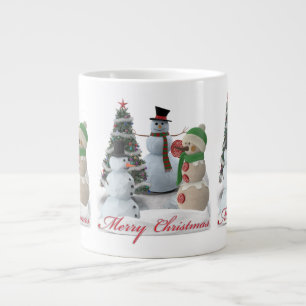 Grande Tasse SnowPals Joyeux Noël écriture rouge