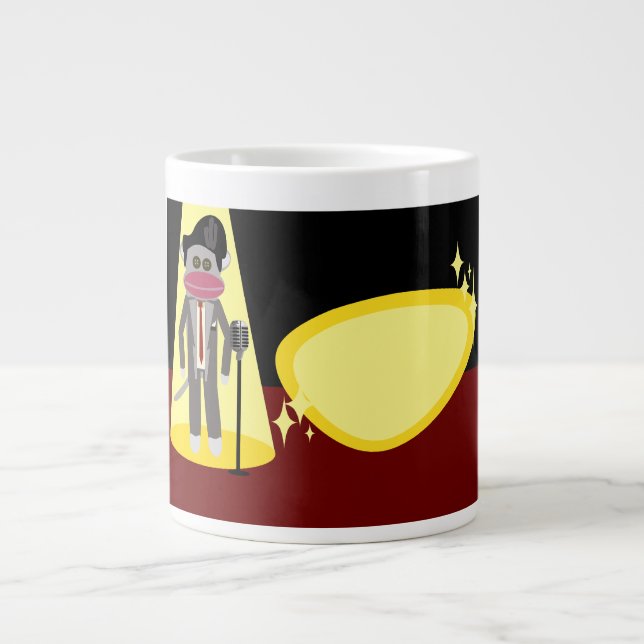 Grande Tasse Sock Monkey Crooner Deluxe Retro Cartoon Art (Devant)