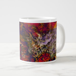 Grande Tasse Soirée Abstraite Rouge, Crème et tourbillon de min