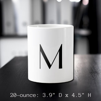 Grande Tasse  solid white - add  black monogram  