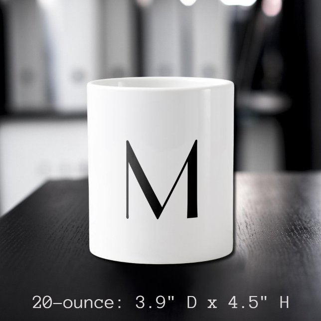 Grande Tasse  solid white - add  black monogram   (Créateur téléchargé)