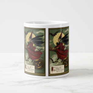 Grande Tasse Sorcière de Halloween vintage chevauchant un balai