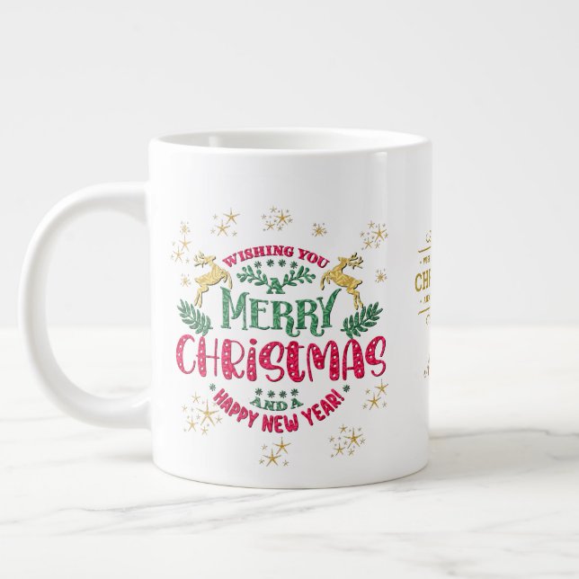 Grande Tasse Souhaitez-vous un joyeux Noël et une bonne année (Gauche)