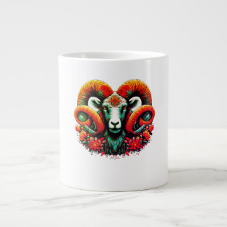 Grande Tasse Spirit Ram - Floral Horns & Earth Wisdom