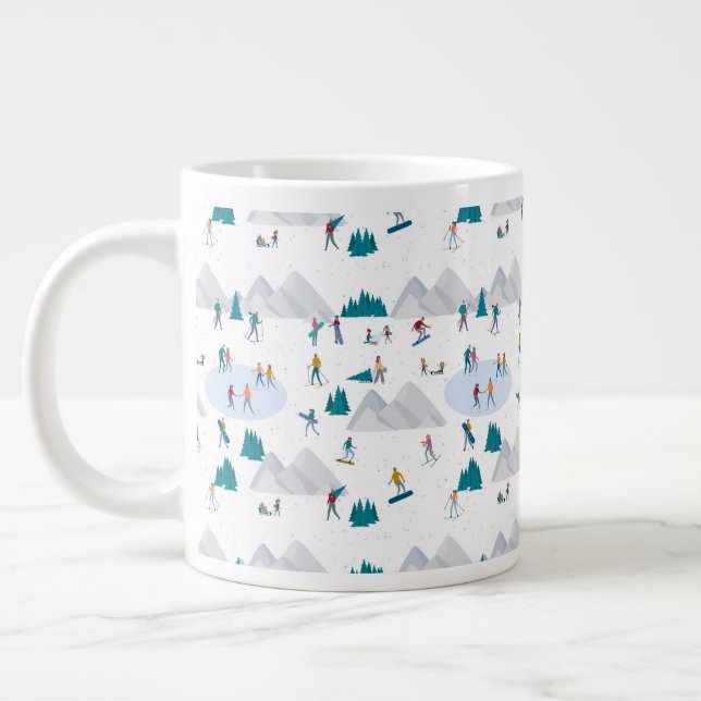 Grande Tasse Sports d'hiver Vacances Motif (Gauche)