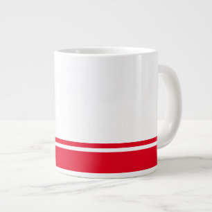 Grande Tasse Sporty Bright Red Bas Racing Stripes Sur Blanc