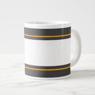 Grande Tasse Sporty Wide White Orange Dark Grey Stripes