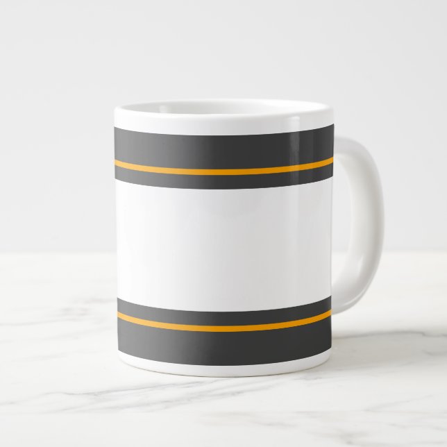 Grande Tasse Sporty Wide White Orange Dark Grey Stripes (Devant droit)