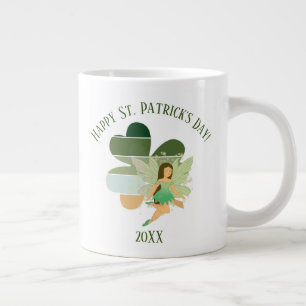 Grande Tasse St. Patrick's Day Distressed Shamrock Irish Fairy