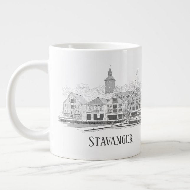 Grande Tasse Stavanger Norvège Beau Streetscape Dessin (Gauche)
