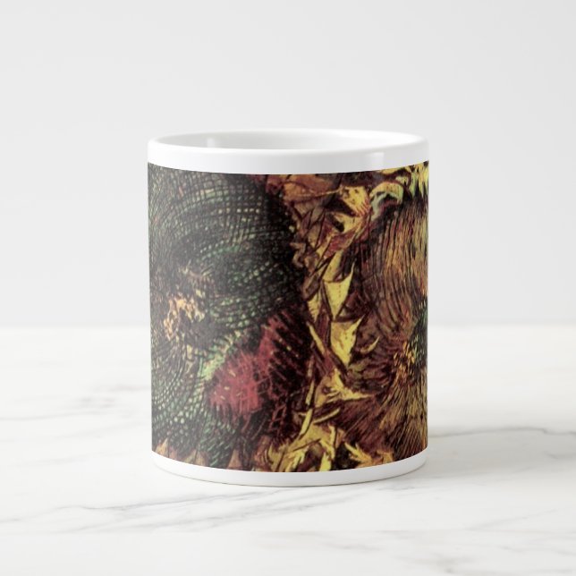 Grande Tasse Still Life Two Cut Sunflowers par Vincent van Gogh (Devant)