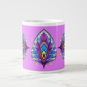 Grande Tasse Style Art Nouveau Vitrage Peacock Plumes