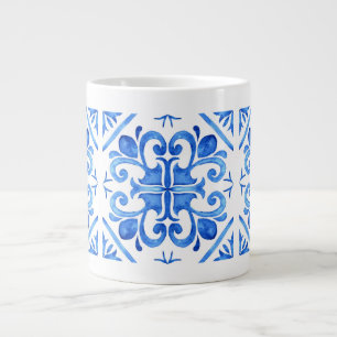 Grande Tasse Style vintage, Beau Motif bleu Mozaik