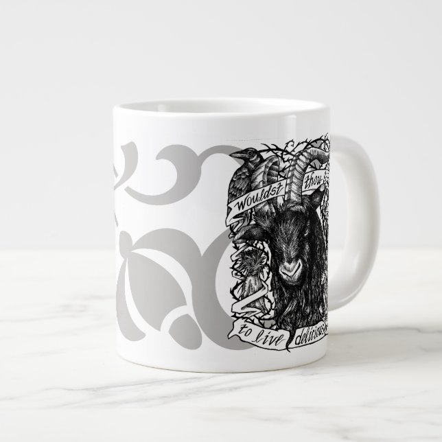 Grande Tasse Stylo et encre Black Phillip "Live Delicip" (Devant droit)