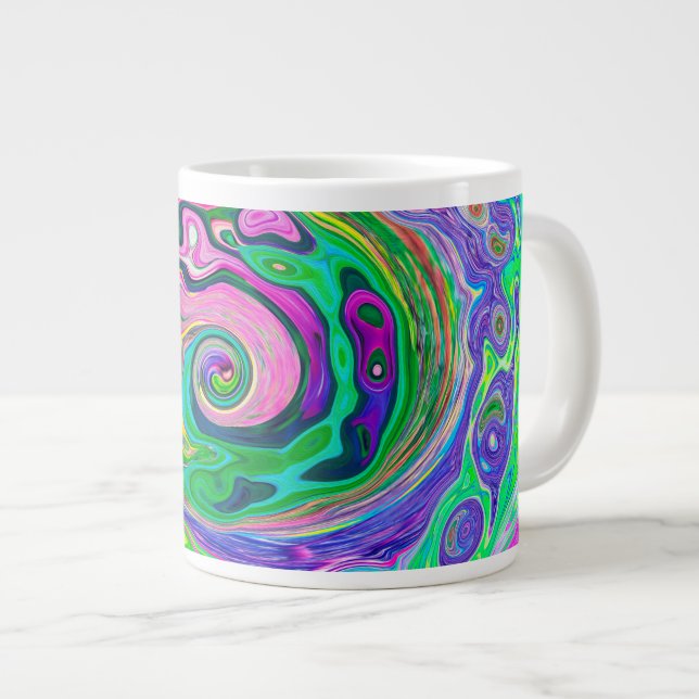 Grande Tasse Super Abstrait Aqua et Navy Lava Swirl (Devant droit)