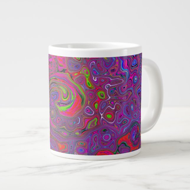 Grande Tasse Super psychédélique Magenta Retro Liquide Swirl (Devant droit)