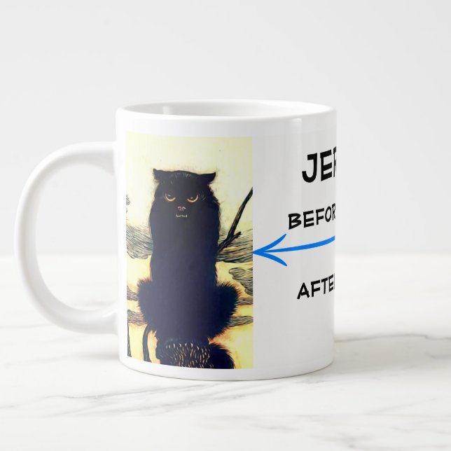 Grande Tasse Surly Cat & Happy Cat avant et après café (Gauche)